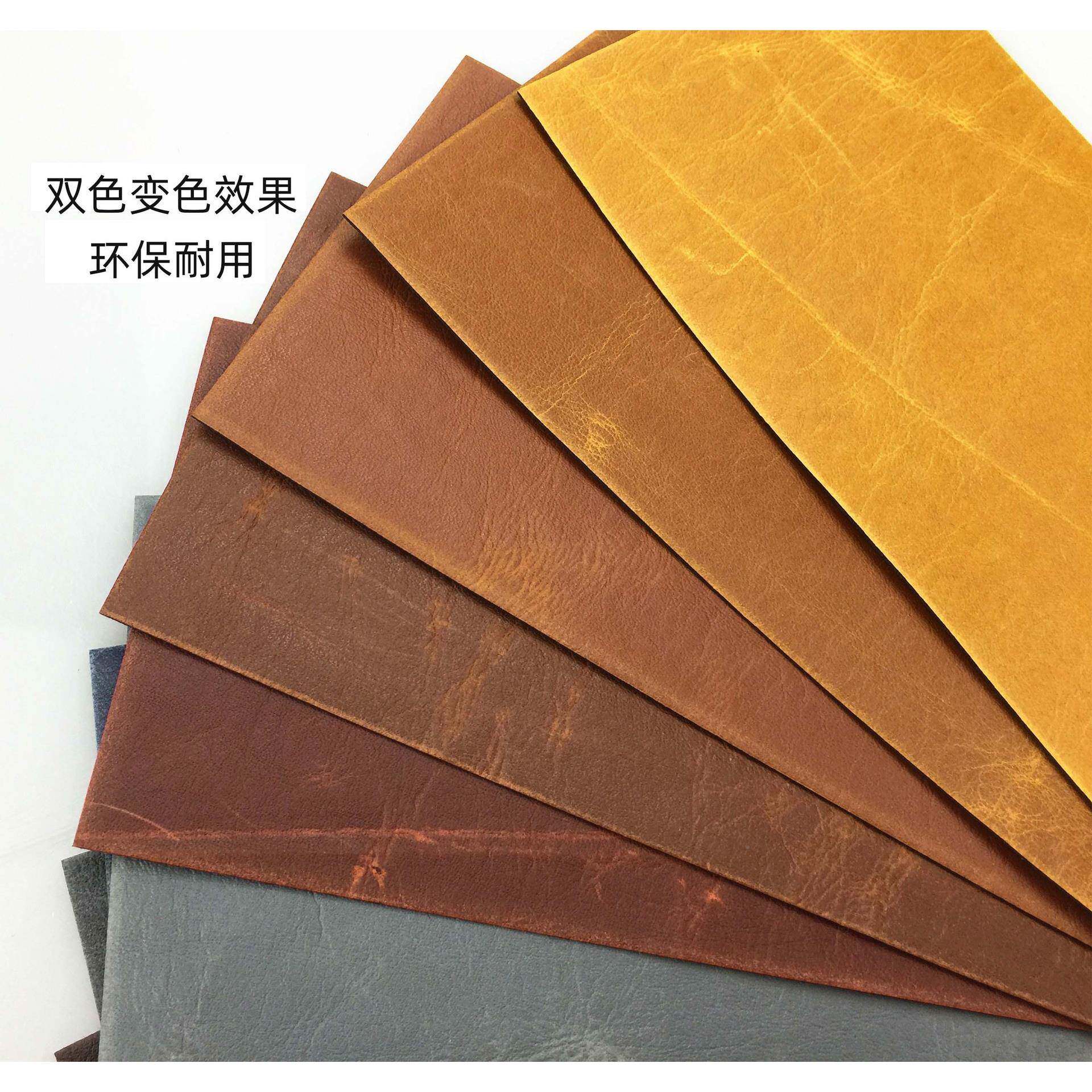 厂家直疯供保水牛纹复古pu马皮料双人造26革色环疯马耐磨汽车垫