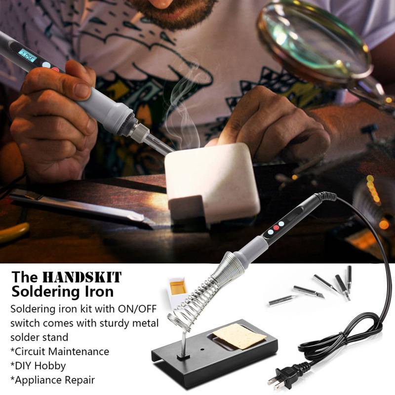 外贸爆款电烙铁工具包焊接套装90W数显自动带休眠SI 电烙铁套装包