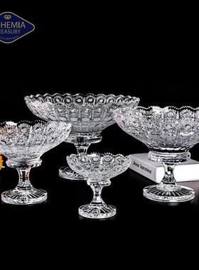 BOHEMA捷I克进口手工雕DGJ刻精刻水玻璃果果斗晶果盆客厅茶盘几果