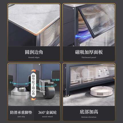 炉厨房板置物架落地多收纳柜多功岩能微波餐11110251边储物层柜子