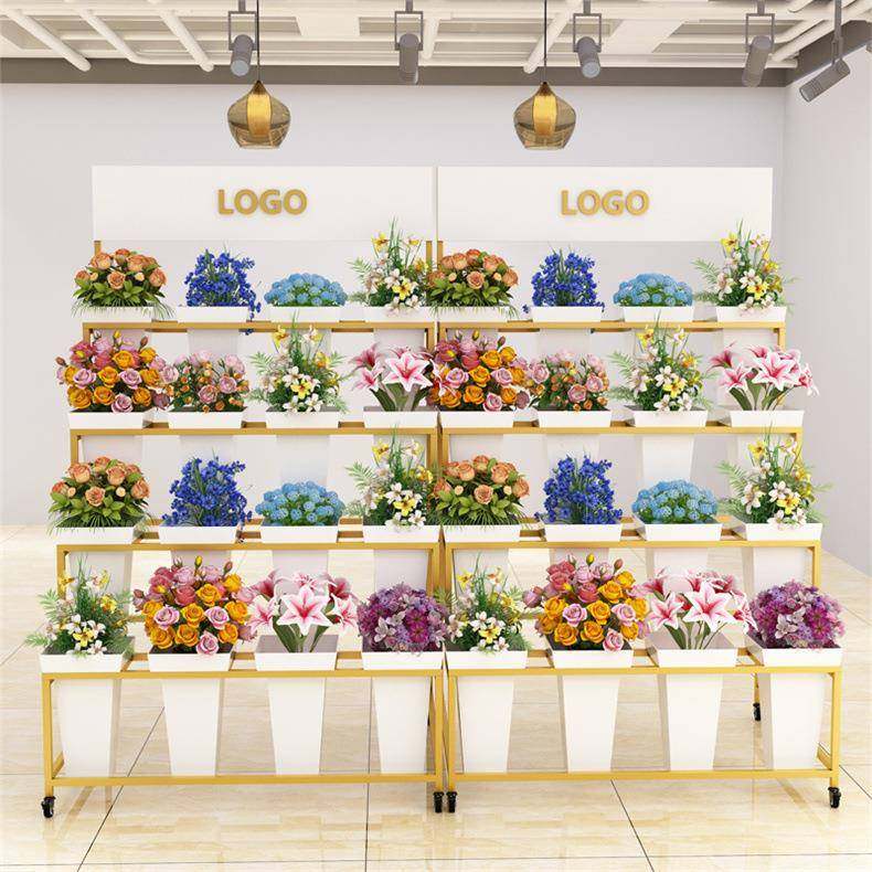 店轻01奢多艺花架可移动层花桶架室内养花鲜花铁陈列架花展示架