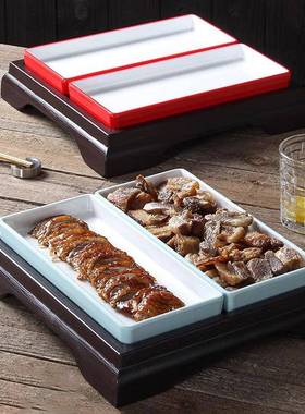 胺商用双格长鸭方形盘酒店餐厅饭店烧AVM蜜汁骨排密摆菜盘餐盘卤