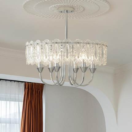 法式复古卧室水晶吊灯714玻美璃中式古客厅餐厅书衣帽间铬房色灯