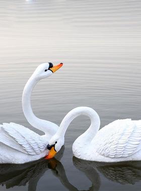花园浮池白鹅仿真天摆件园林树脂玻璃钢水雕物塑摆鹅设户外海洋生