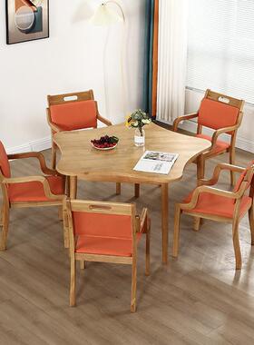 家适老康化扶院手椅养老实木餐桌椅养照料中心具老GJU年靠背椅组