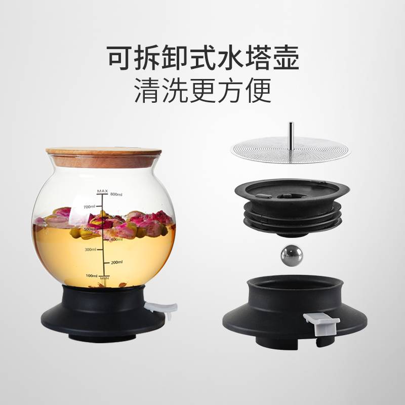 日式过滤式水塔家用办公室冷萃泡茶机器泡茶壶耐热玻璃花茶壶套装