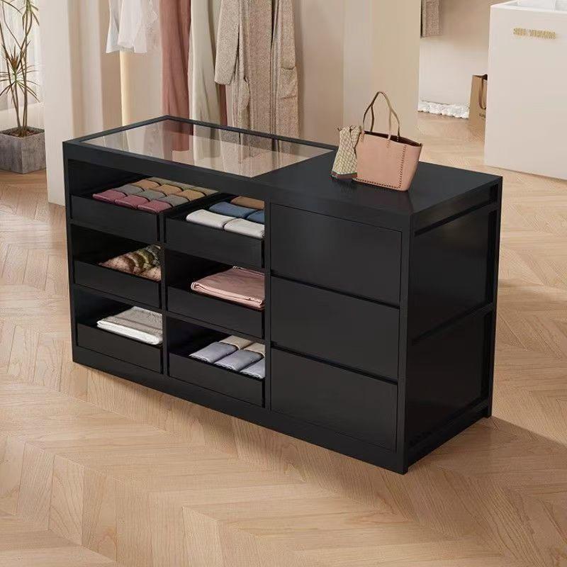 服装店收银台吧台玻璃中岛台流水台展示储物柜珠宝摆件饰品展示台