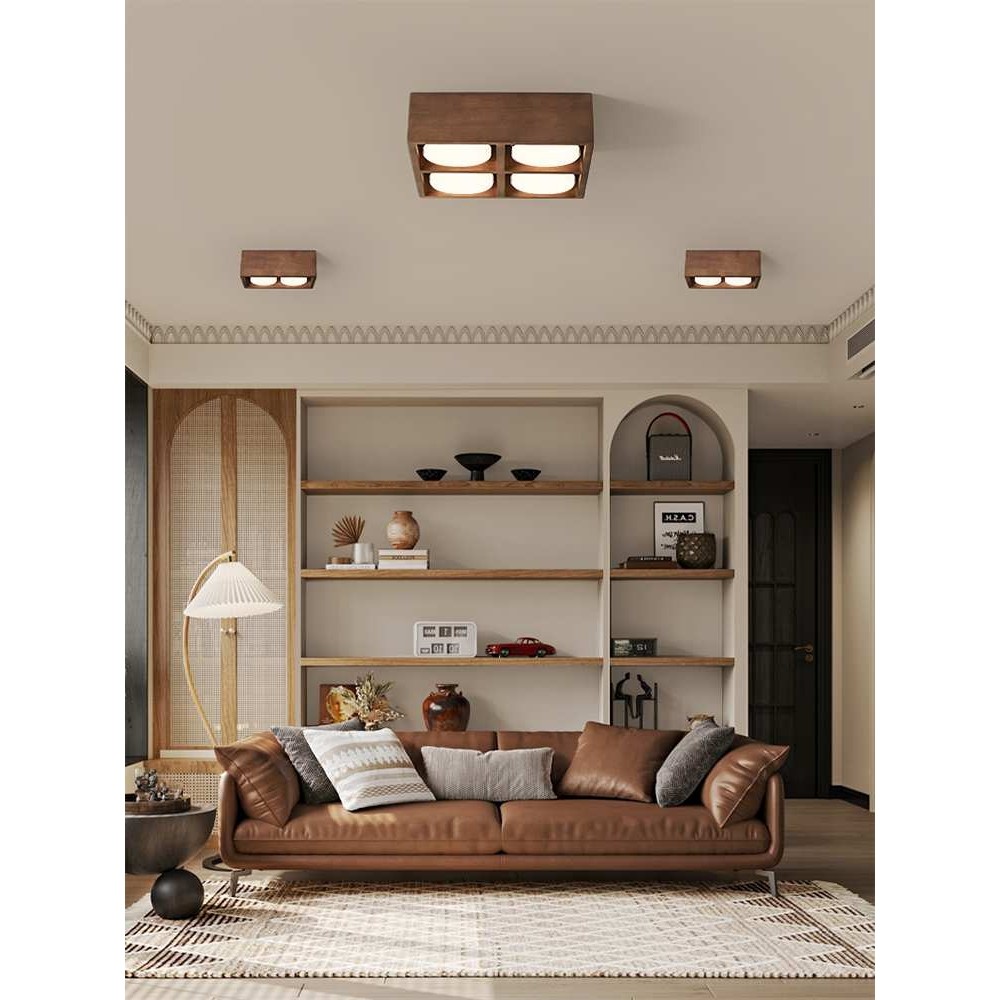 ?中古明装射灯无主灯客厅照明防眩四头方形吸顶筒灯卧室护眼斗胆