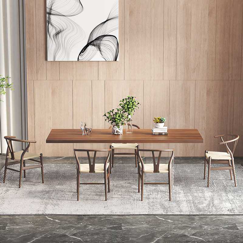 北欧实木餐桌家用小户型长方形饭桌创意亚克力悬浮透明岛台餐桌椅