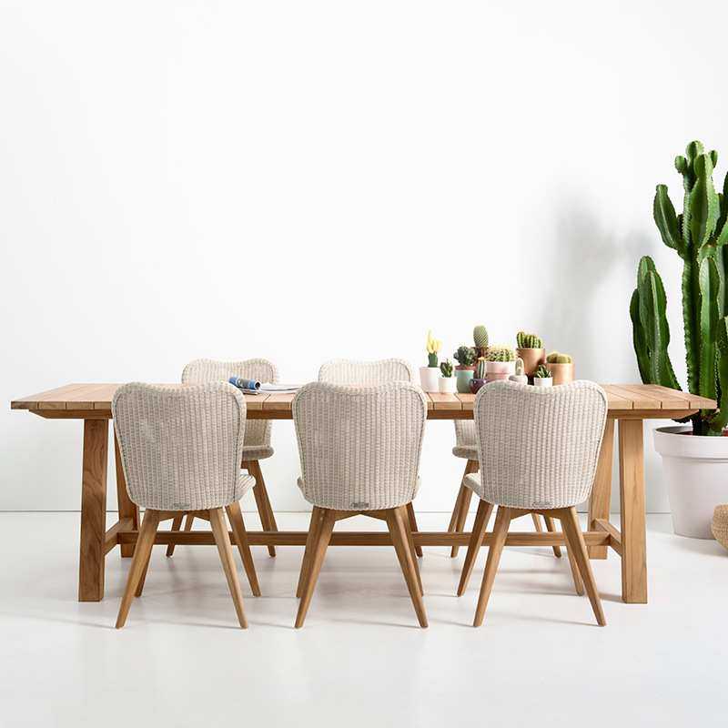 户外实木仿藤编椅庭院花园别墅桌椅组合简约柚木酒店家具北欧风