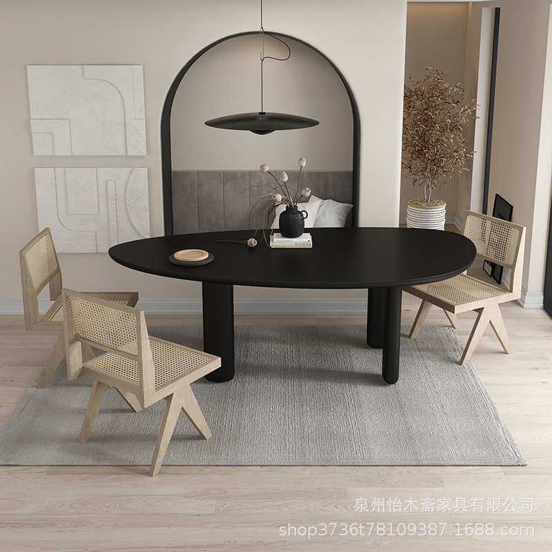 欧式轻奢设计师实木餐桌简约现代家用客厅多人位创意民宿酒店长桌