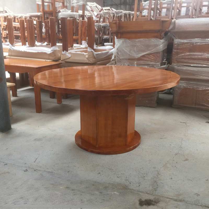 厂家 实木餐桌 饭桌 榆木餐桌椅组合 酒店圆台饭店圆桌河南