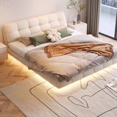 悬浮床云朵泡芙床tufty主卧科技布艺床现代简约双人公主床奶油风