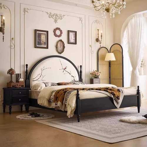 宋式美学实木床1.5m现代简约双人床1米8中古床复古法式床主卧婚床