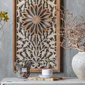 沙发背景墙装 壁饰 客厅酒店做旧花型美式 饰 民宿复古木质雕花墙饰