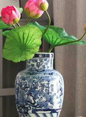 喜上眉梢青花瓷陶瓷花摆件新中式客厅玄关插花装饰瓷器梅