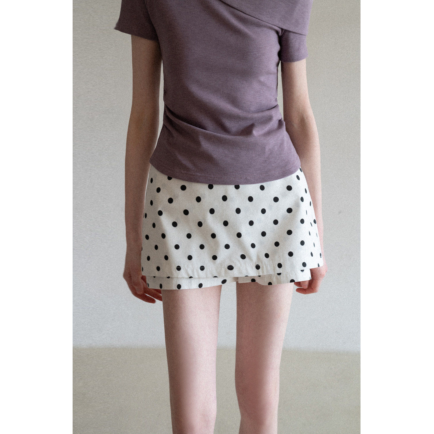 EGGKA假两件设计感白色波点裙裤女夏季高腰气质显瘦包臀a字半身裙