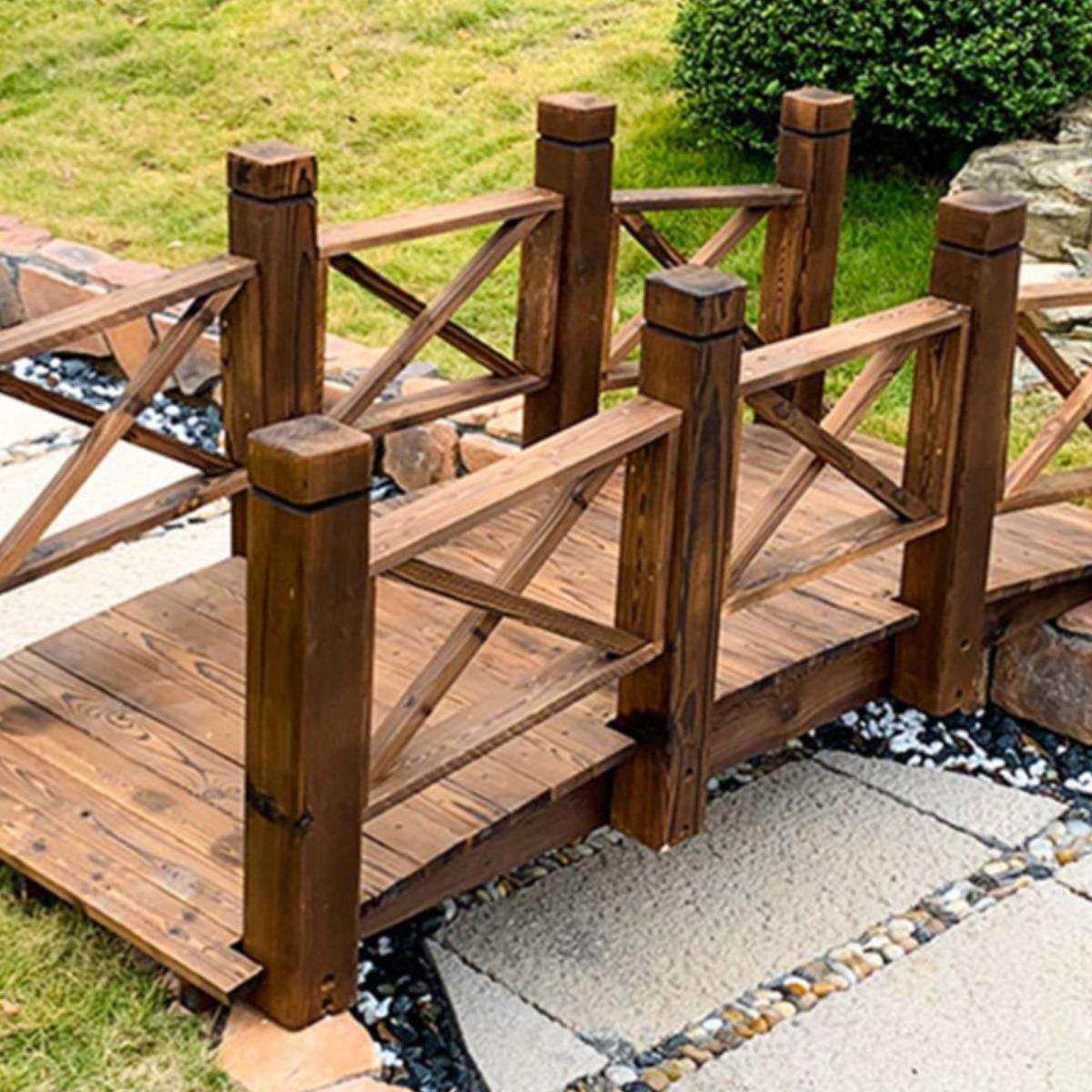 木桥拱桥户外防腐碳化实木景观装饰公园庭院鱼池栈道景区七垒德株