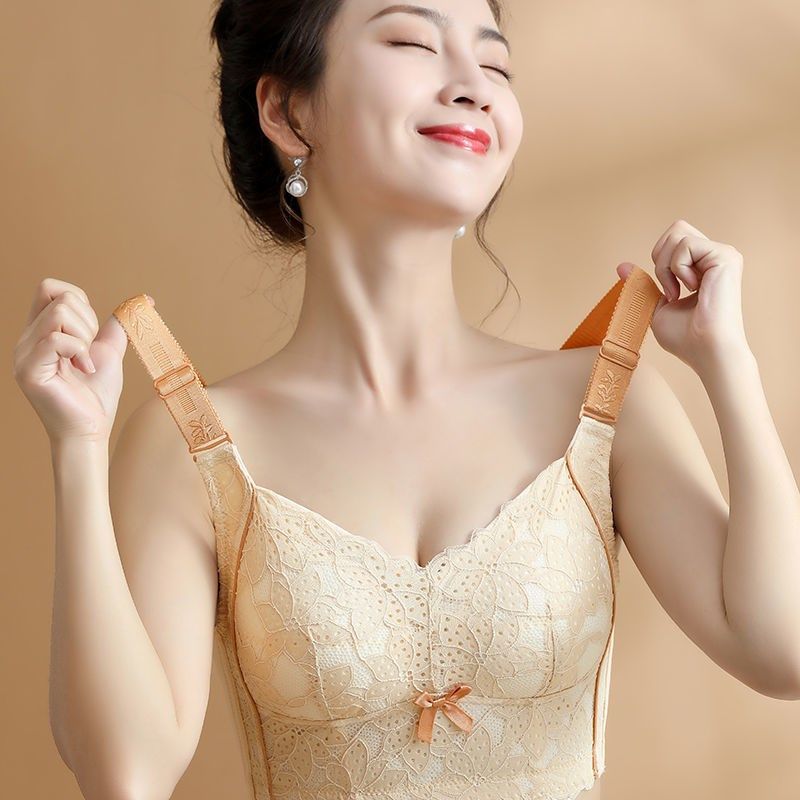 夏内衣女聚拢收副乳防下垂大胸显小调整型文胸六排扣无钢圈超薄款