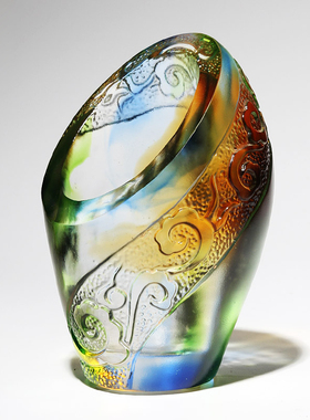 高档琉璃笔筒办公室摆件送领导朋友礼物桌面装饰品家居实用工艺品