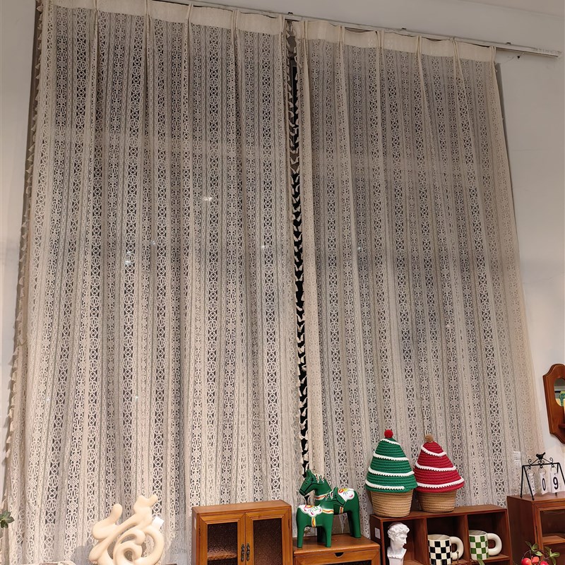 蕾丝窗帘一片价格79 布料尺寸宽150(挂钩款,挂钩后宽约90cm)
