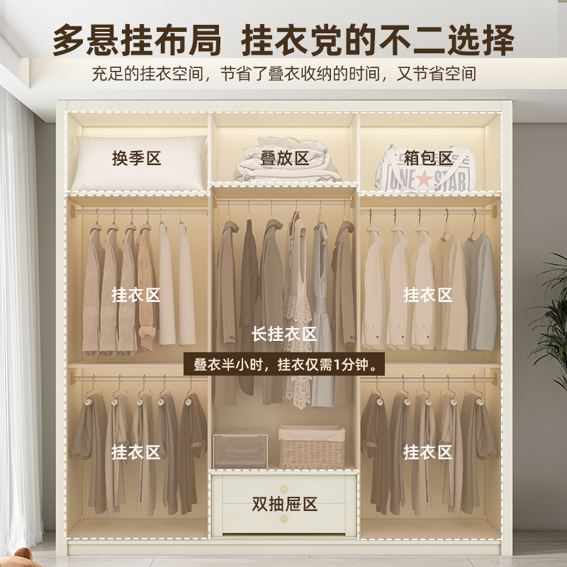 定制推拉门衣柜加高2.5/2.6/2.8/3米移滑门家用卧室大小户型衣橱
