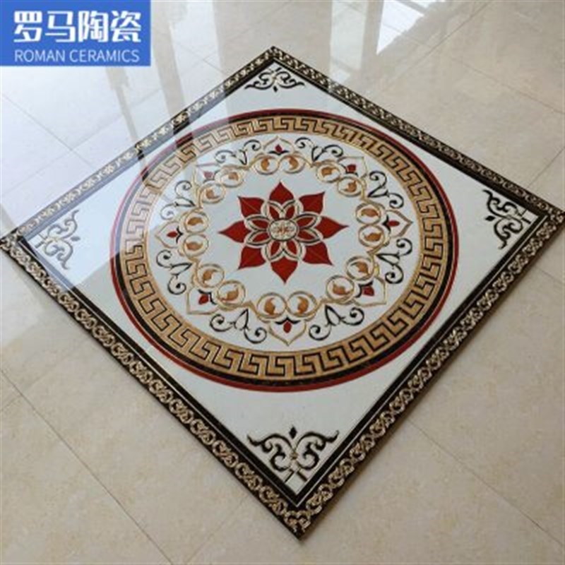 客厅拼花地砖800x800 玄关微晶石拼花瓷砖餐厅入户玄关地花拼图砖