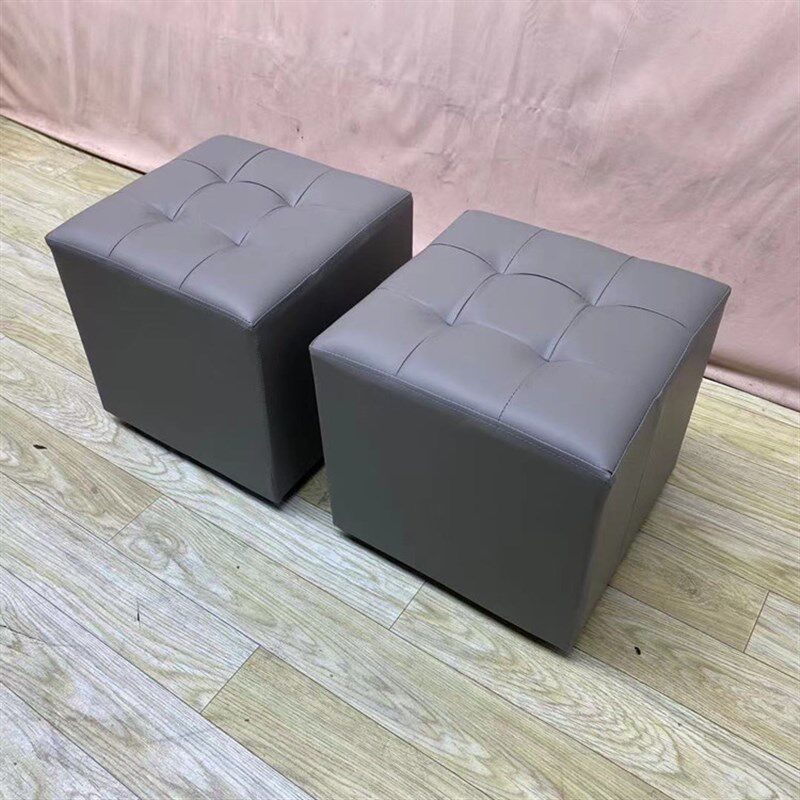 包邮田园试衣f间小皮凳白色墩方格凳换鞋储物凳矮凳沙发凳圆凳脚