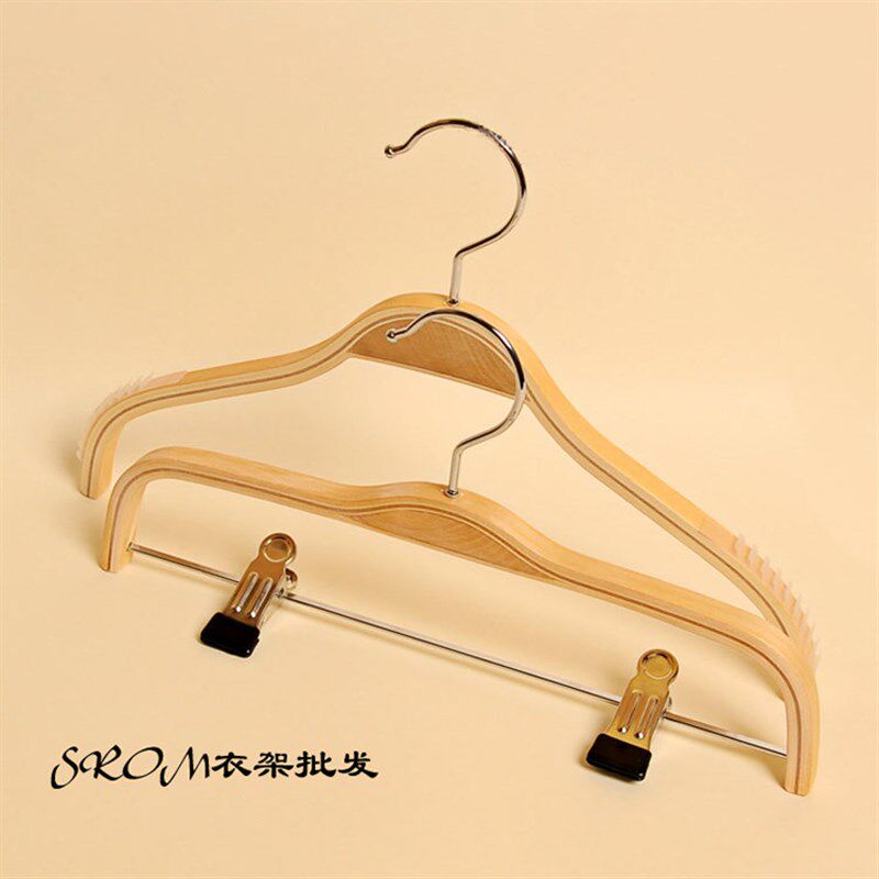 店用儿童防滑竹木衣架童家用无痕服装店裤架衣挂R儿童夹板衣撑裤