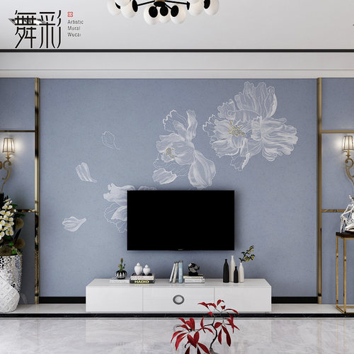 中式壁纸现代简约客厅壁布电视背景墙墙布卧室墙纸影视墙壁画新款