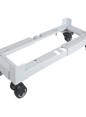 白色金属大型电脑移动托架适用太阳神机箱伸缩调节带刹车轮托盘