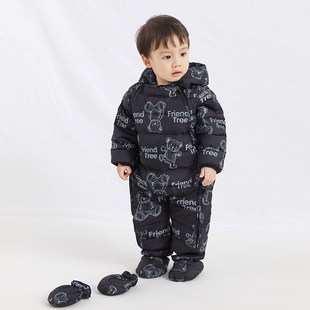 婴儿羽绒服连体衣男宝女宝加厚外出服婴幼儿宝宝防风抱衣爬服冬装