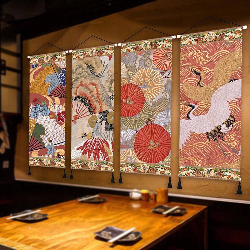 日式传统花纹挂画餐厅和风店铺民宿软装民间花纹墙面布艺装饰画图片