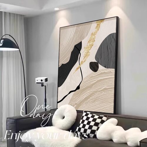 黑白抽象客厅装饰画o高级感现代极简沙发背景墙挂画玄关入户壁画