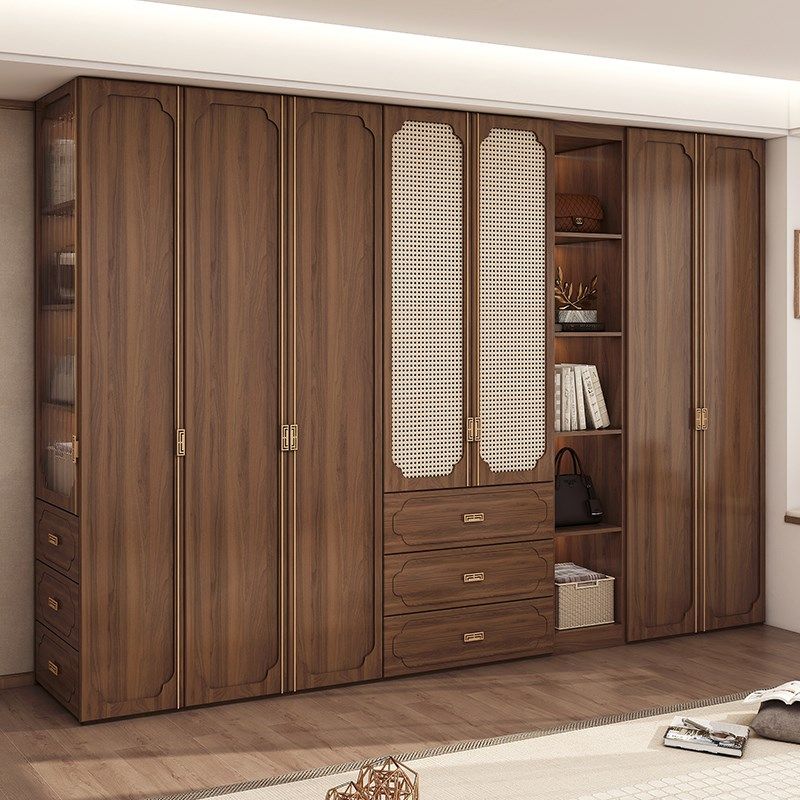 简约现代实木欧松板大衣柜子2025新款家用小户型原木风藤编门衣橱,住宅家具,独立衣柜,淘宝优惠券,粉丝福利购,淘宝优惠卷