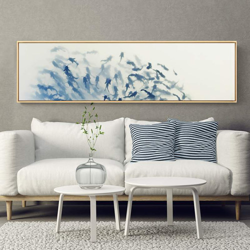 现代简约卧室床头装饰画r鱼群主卧挂画房间背景墙壁画酒店宾馆墙