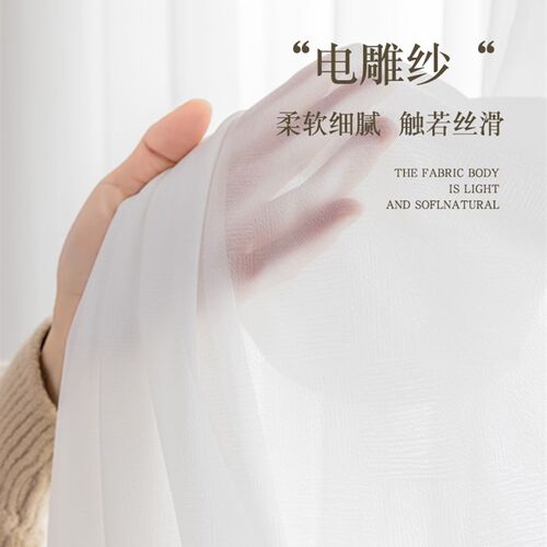 网红电雕纱垂直梦幻n帘窗帘白纱纱帘透光不透人客厅阳台白色纱幔