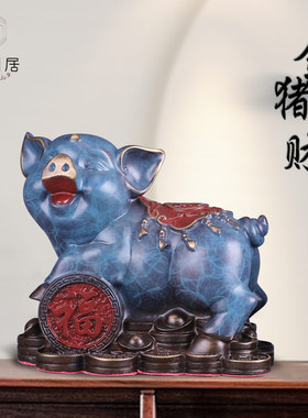 全铜金猪摆件招財猪发r财w猪福猪生肖猪聚宝盆猪家居工艺品摆件