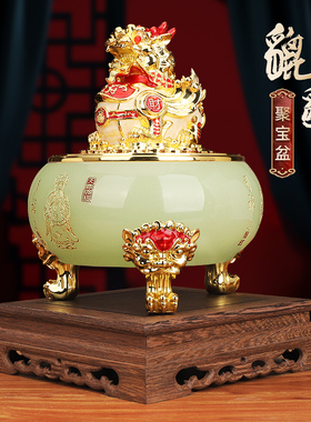 财源滚滚琉璃玉貔貅聚宝盆摆件家居客厅酒柜装P饰乔迁店铺开业礼