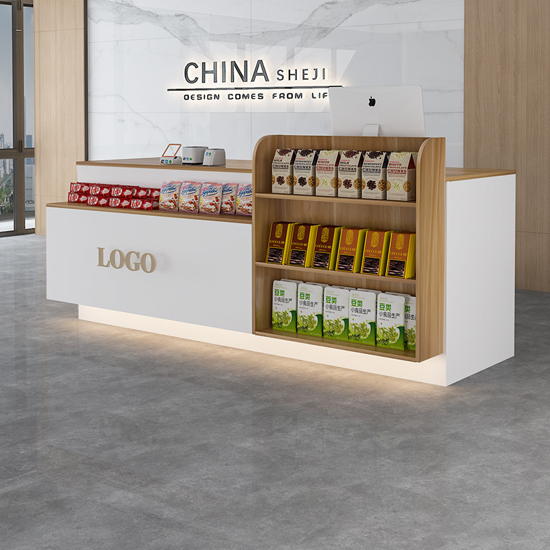 超市收银台展示柜吧台桌公司奶茶A店柜台小型展示台商铺前台接待