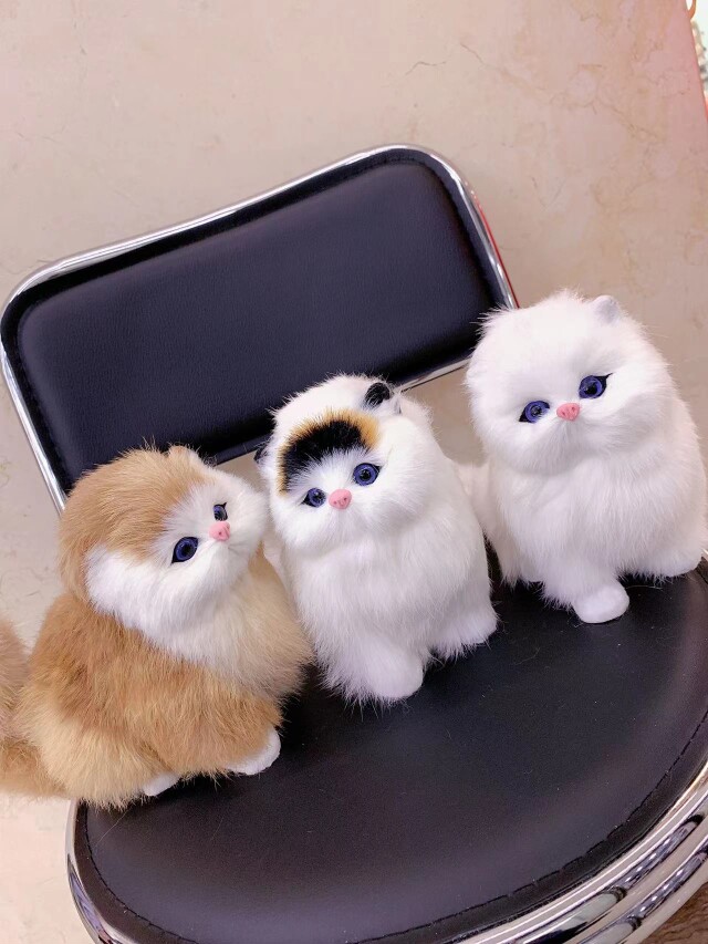 真毛仿真猫玩偶玩具会叫猫咪毛绒C小猫咪摆件礼物女孩猫咪公仔萌