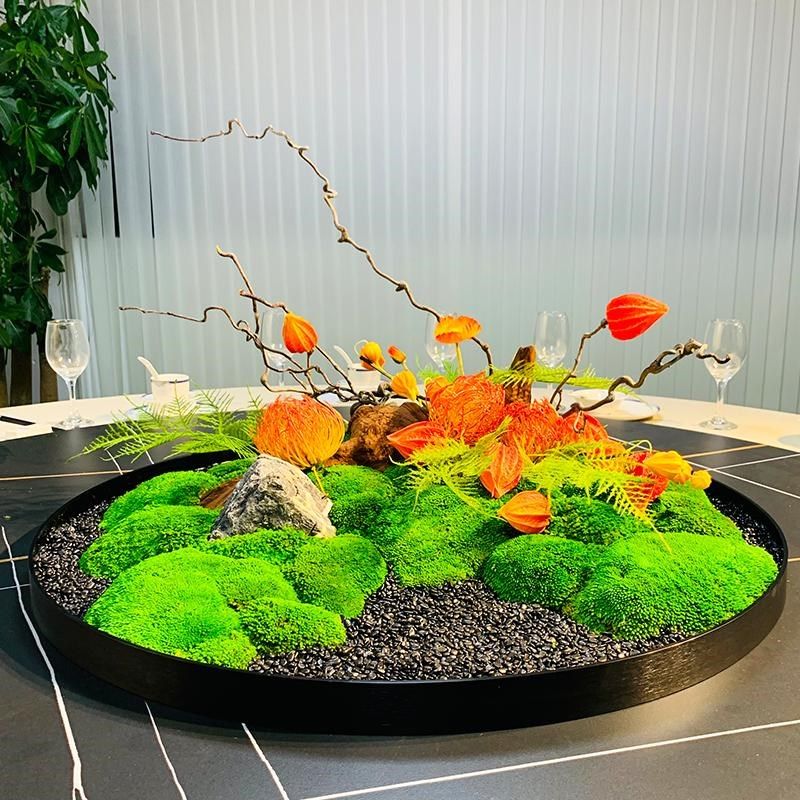 酒店餐厅转盘摆件大圆桌中间装饰花中式桌景摆设餐厅桌面沙盘景观,家居饰品,餐桌花艺,淘宝优惠券,粉丝福利购,淘宝优惠卷
