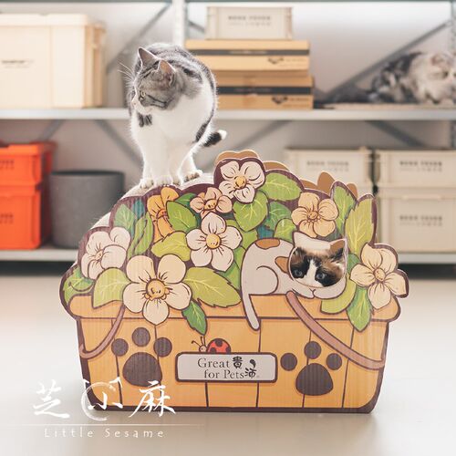 芝小麻祝福满满花篮猫抓板瓦楞纸猫玩具猫咪磨爪防猫抓大型猫爪板