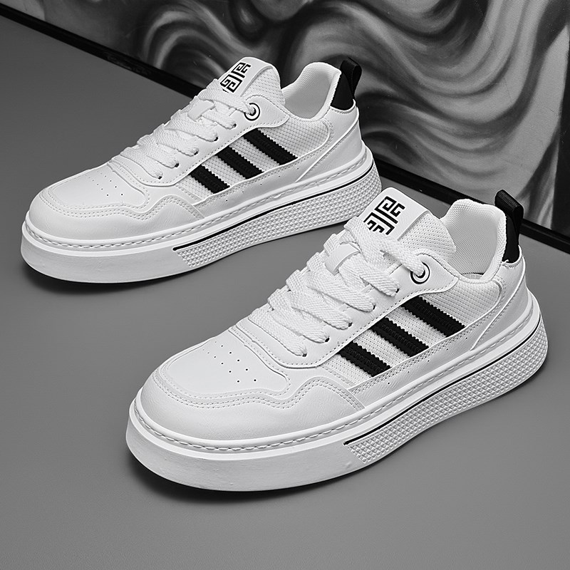 板鞋男新款2025夏季潮流百搭透气网面厚底增高学生休闲运动小白鞋