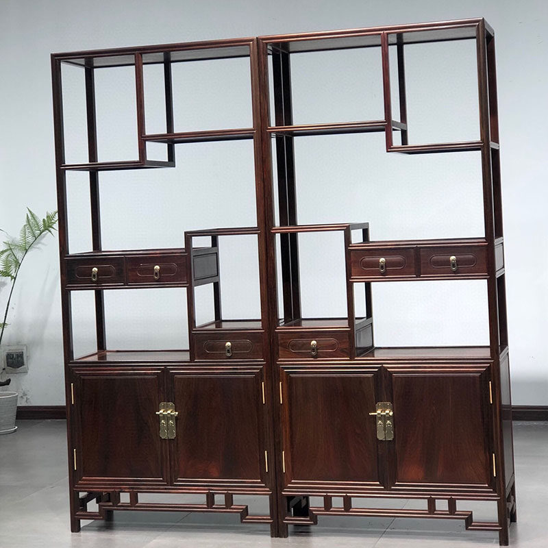 大红酸枝线条博古架多宝格置物架交趾黄檀陈列架展示架靠墙柜,住宅家具,红木博古架,淘宝优惠券,粉丝福利购,淘宝优惠卷