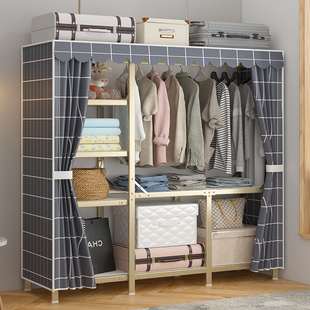 简易衣柜布艺钢架结构牛津布套外罩全封闭拉链防尘金属框架免安装