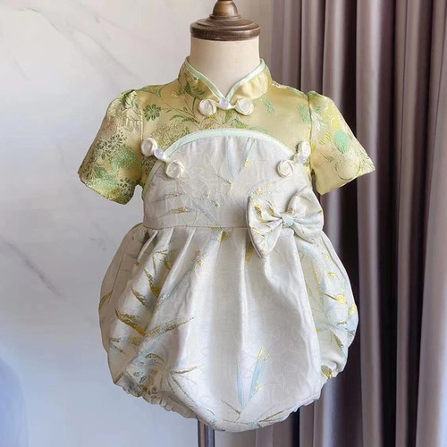 周岁礼服女宝宝夏秋款中国风一岁抓周满月百日宴礼服婴儿包p唐装