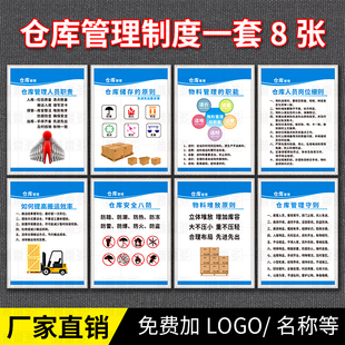仓库管理制度牌仓储安全管理标语 库房八防工厂仓库管理人员岗位