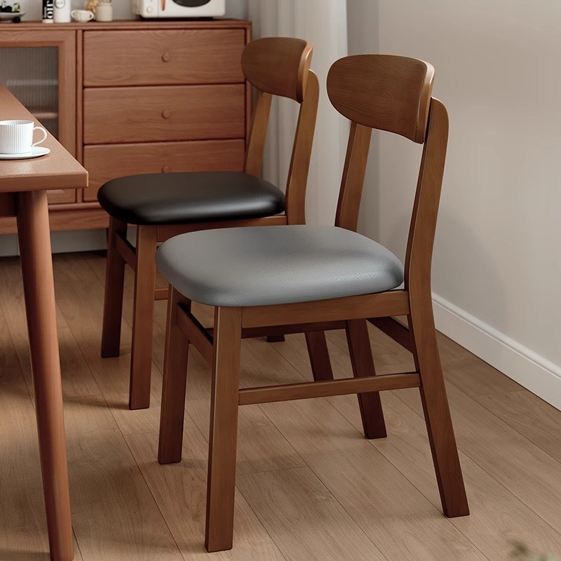 实木椅子餐椅家用餐桌椅简约软包B靠背椅复古中式茶桌椅休闲椅凳