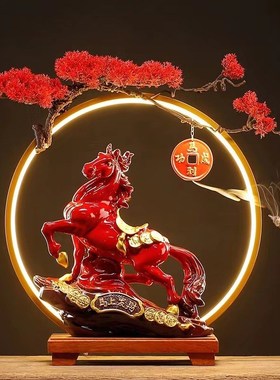 马上发财陶瓷马摆件生肖马瓷器工艺品招财办S公摆设装饰品开业